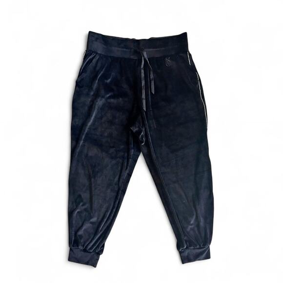 Victoria’s Secret Black Velour Jogger Pants L Rhinestone Zip Detail - Picture 2 of 8